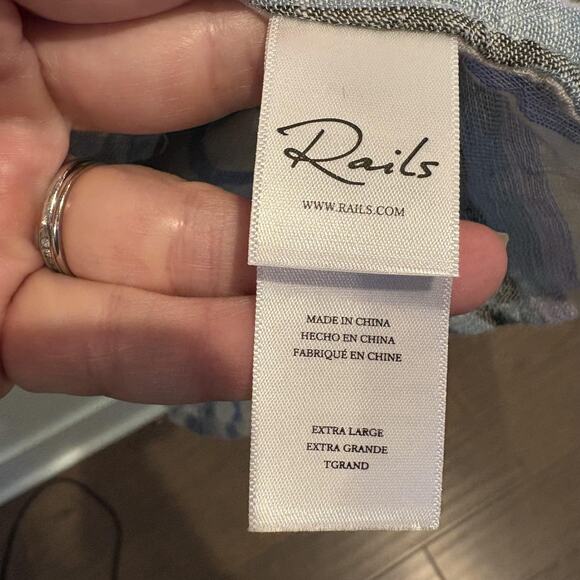 Rails Dress Womens XL Blue Purple Catania Stripe Crystal Smocked Ruffle Boho - Picture 14 of 16